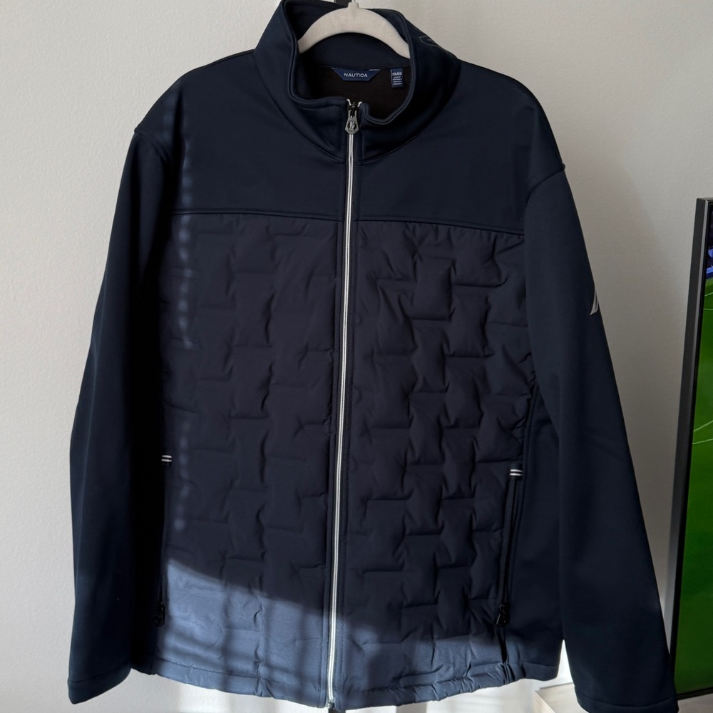 Nautica Navy Men’s Mixed Media Water Resistant Jacket Size XXL - Picture 2 of 5